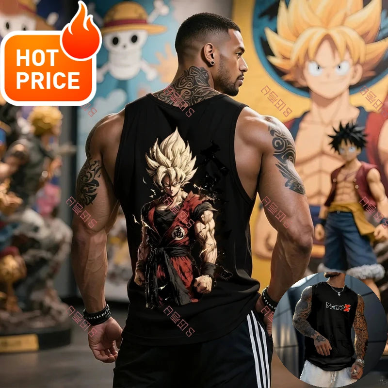 Anime Super Saiyan Son Goku Dragon Ball Gym Novi Harajuku Ljetni Muški Majica Bez Rukava Fitness Prevelika Neformalna Sportska Majica Bez Rukava Y2k