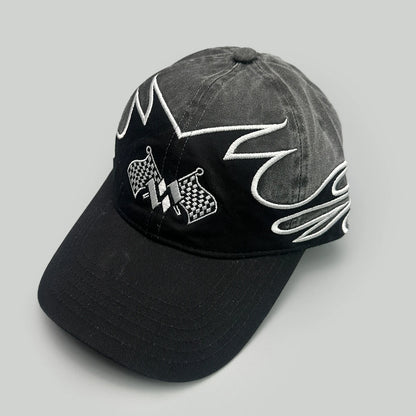 Niche Hip Hop Letter Flame Flag Baseball Hats New Unisex Sunshade Personal Versatile Color Block Fashion Retro ins Peaked Caps