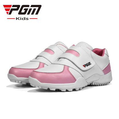 PGM Chaussures de golf pour enfants (filles et garçons) - Baskets d'extérieur antidérapantes en cuir pour enfants - Chaussures de sport XZ054