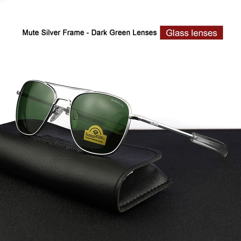 RE Sunglasses Man American Army Military Aviation Pilot Sun Glasses Glass Lens Woman Luxury Brand Vintage Metal Titanium Frame