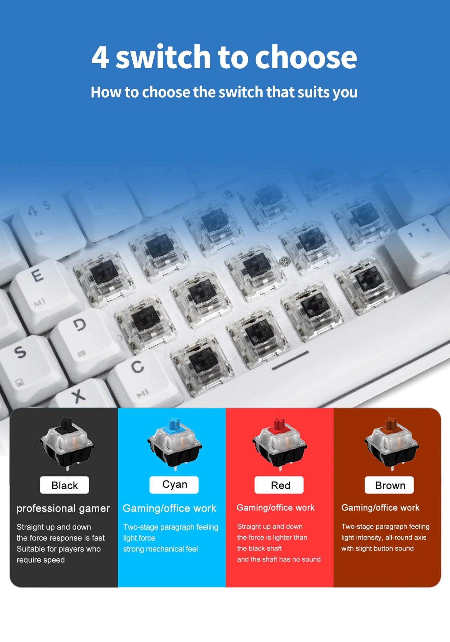 UYIQ YQ62 62 Keys Korean Russian Mechanical Keyboard 60% Mini Portable Color Backlit Wired Gaming Keyboard for Travel Office PC
