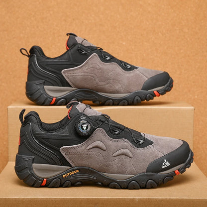 HIKEUP: Zapatos de piel para hombre, zapatillas de senderismo para actividades al aire libre, zapatillas de trekking para turismo, zapatillas de trail running para escalada y montaña, tensor