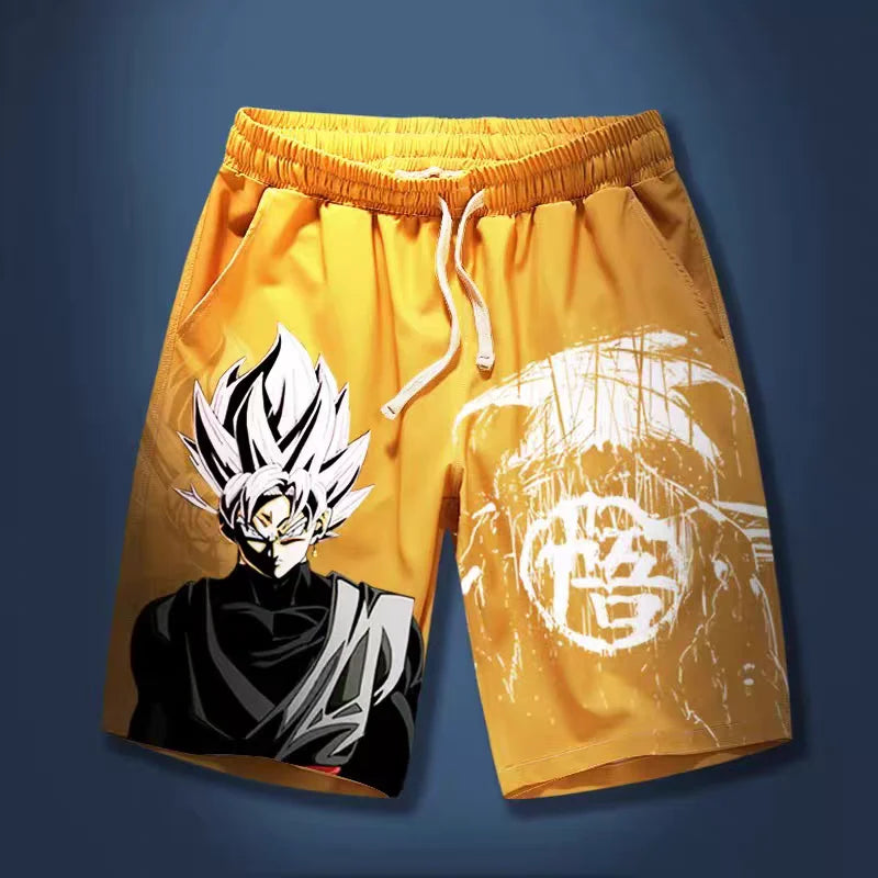 2026 Summer Dragon Ball Goku Black Go Kanji Retro Quick-Dry Print Shorts Adult Kids Plus Size Breathable Anime Fan Casual Shorts