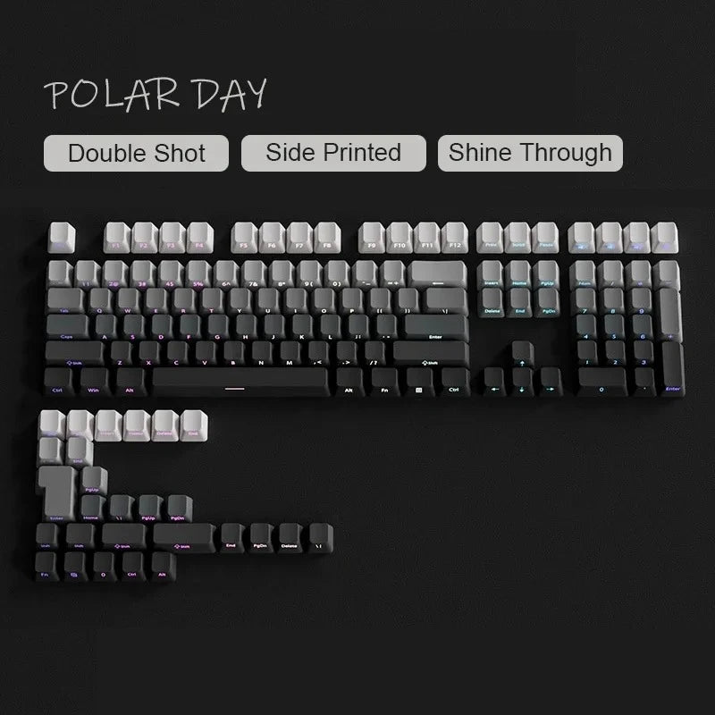 New 133 Key Gradient Gray PBT Double Shot Keycap Side Print Shine Through Backlit Keycaps For Cherry Gamer Mechanical Keyboard