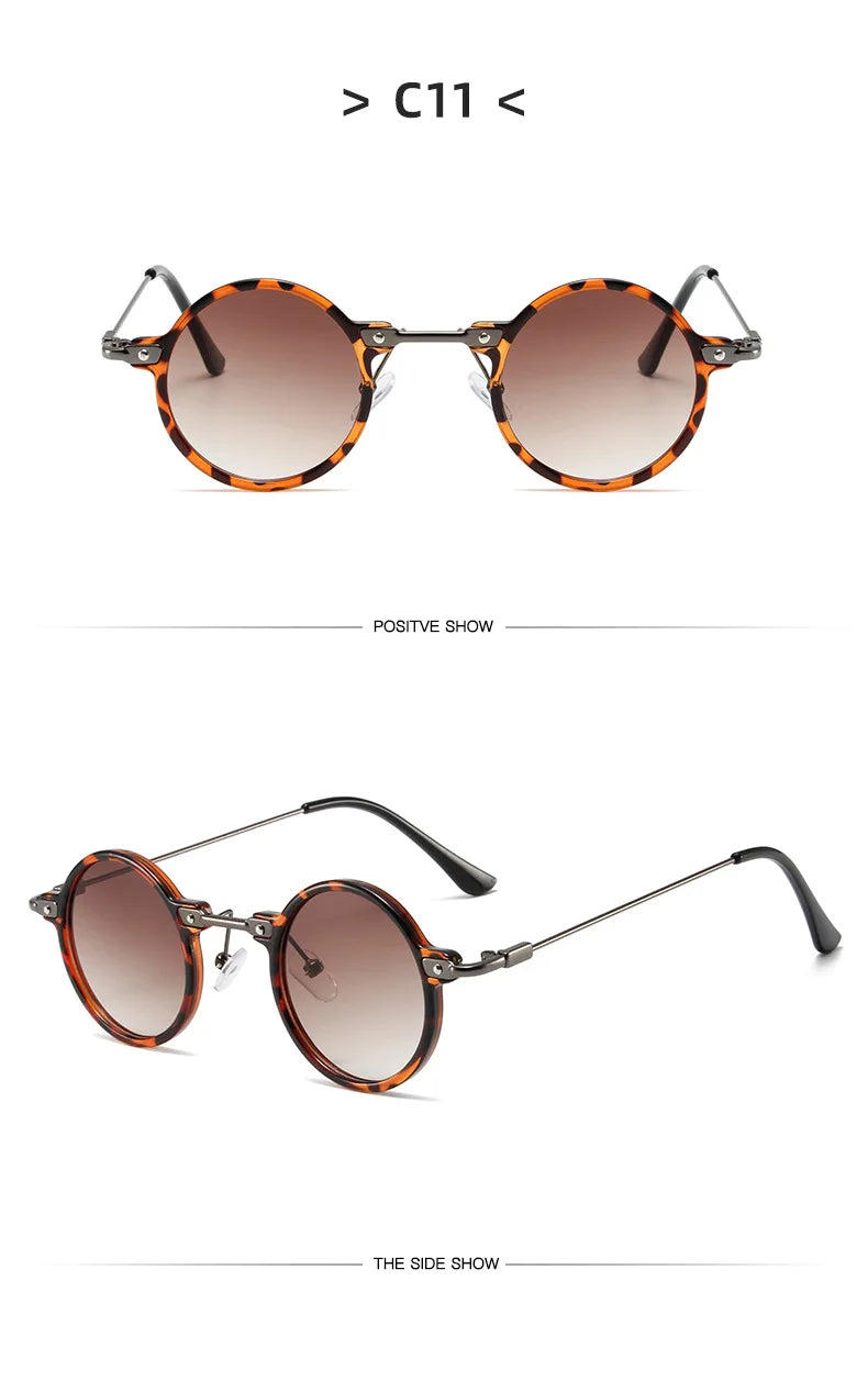 Occhiali da sole rotondi per uomo e donna, occhiali da sole retrò in stile steampunk, occhiali da sole da uomo e da donna, occhiali da sole di marca, montatura in metallo, occhiali da sole