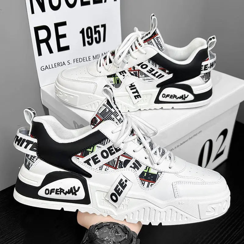 Casual mode lædersneakers Nye skateboard-herresko Udendørs løbesko Sportssko Vandreture Tennis Plateausko Luksusfodtøj