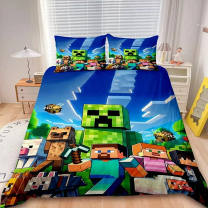 Minecraft 2/3pcs Duvet Cover Game My World Duvet Cover Monster Hunters Bedding Set Duvet Cover Single Boys Kids Bedroom Decor