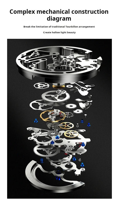 Rainbow Colored Gemstone Tourbillon Fashion Skeleton Watch Men Waterproof 30M Sports Watches Luxury Automatic Mechanical Clock