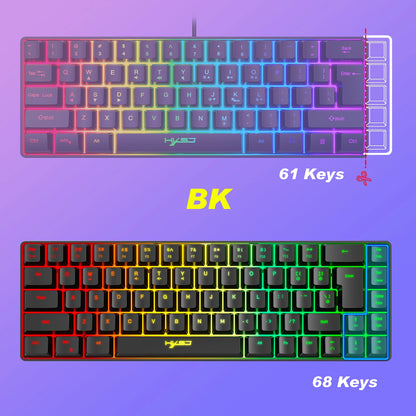 HXSJ V200 Wired K68 RGB Streamer Mini Gaming Keyboard 19-Key Conflict-Free Membrane Keyboard but Mechanical Feel for Game/Office