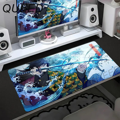 Podloga za računalni stol i tipkovnicu, anime podloga za miš, kawaii djevojka, 900x400mm, gumena protuklizna podloga za miš, Demon Slayers XL