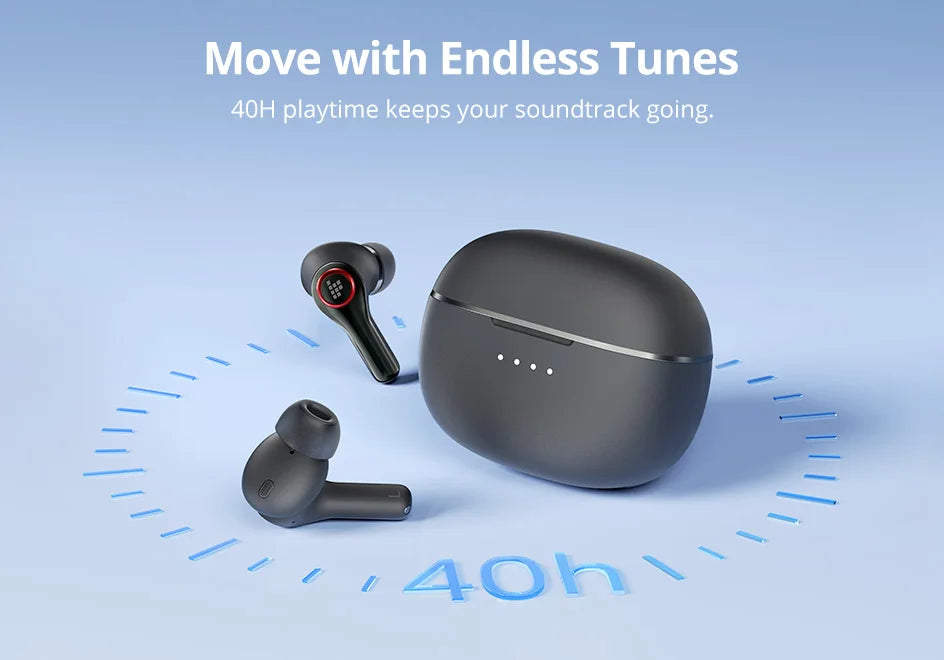 Tronsmart Sounfii NC 2 Wireless Bluetooth Earbuds – Hybrid Active Noise Cancelling (ANC), Hi-Res Audio LDAC, 40H Playtime, AI Call Noise Reduction, Waterproof TWS Earphones