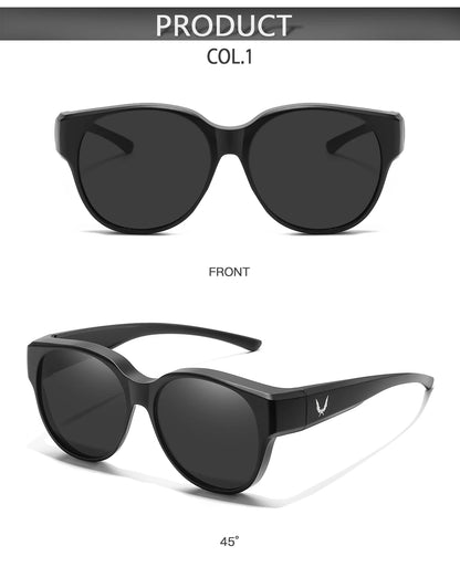 Okulary nakładane na okulary korekcyjne z etui, do noszenia na okularach korekcyjnych, unisex, okrągłe, z ochroną przed promieniowaniem UV, do uprawiania sportów na świeżym powietrzu, wędkarstwa, turystyki pieszej i jazdy na rowerze