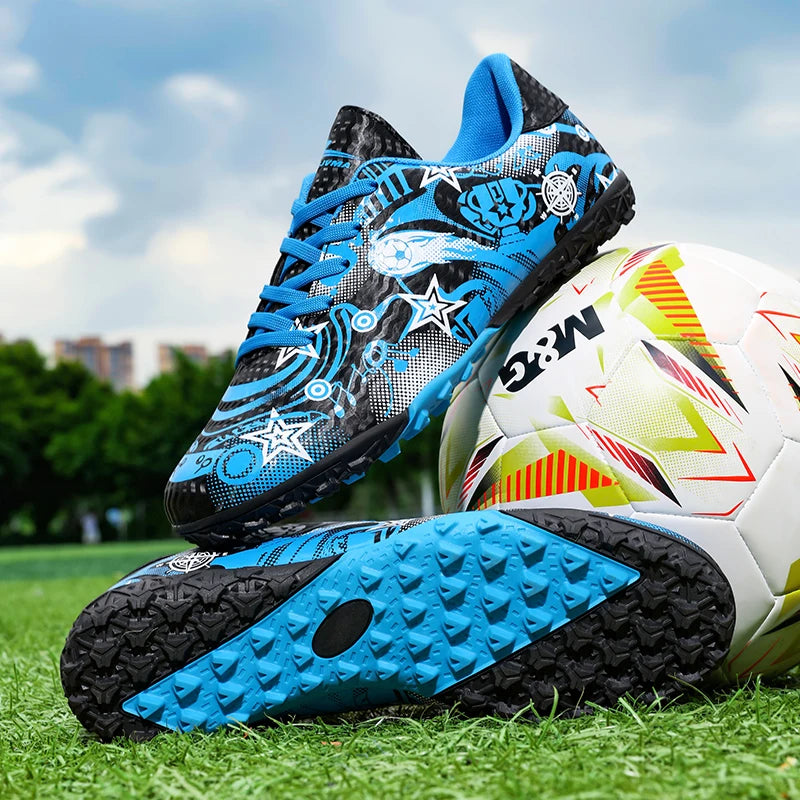 Chaussures de football pour étudiants, chaussures de sport, terrain de société, chaussures de football pour garçons, futsal, baskets rapides d'intérieur, crampons originaux pour la cheville, chaussures de football