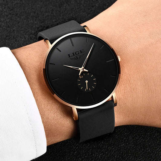 Nouvelle montre pour homme LIGE – Style sportif et tendance, marque de luxe, étanche, design épuré et ultra-fin, montre à quartz pour homme