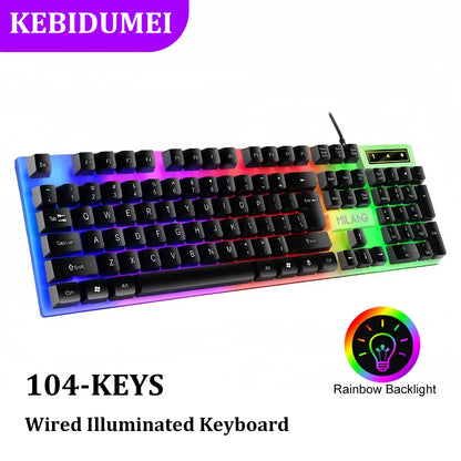Tastiera gaming RGB cablata USB a 104 tasti, cavo da 1.3M, tastiera a membrana con sensazione meccanica per PC, laptop, Windows e IOS