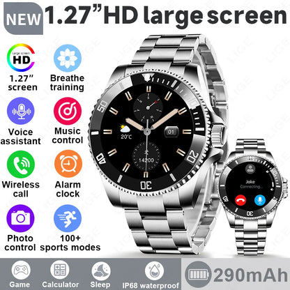 LIGE 2026 Smartwatch for Men  1.27" HD Display, Bluetooth Calling, IP68 Waterproof, Heart Rate & Fitness Monitor