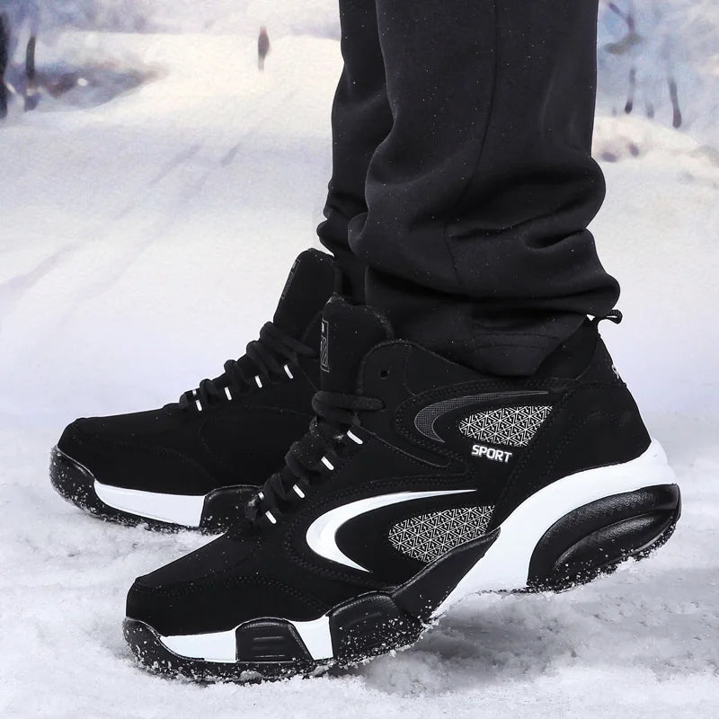 Botas de neve para homem, quentes para o inverno, casal, ténis casuais, moda, couro, desporto ao ar livre, corrida, ténis, homem, antiderrapantes, tamanho grande 48, ténis desportivos