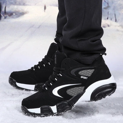 Botas de neve para homem, quentes para o inverno, casal, ténis casuais, moda, couro, desporto ao ar livre, corrida, ténis, homem, antiderrapantes, tamanho grande 48, ténis desportivos