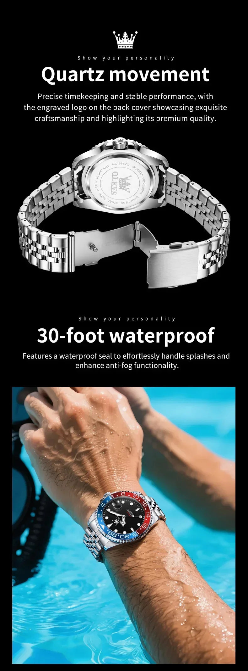 OLEVS 5657 New Mens Watch Original Stainless Steel Date Quartz Watch 30 M Waterproof Luminous Sports Man For Watches Gifts Reloj