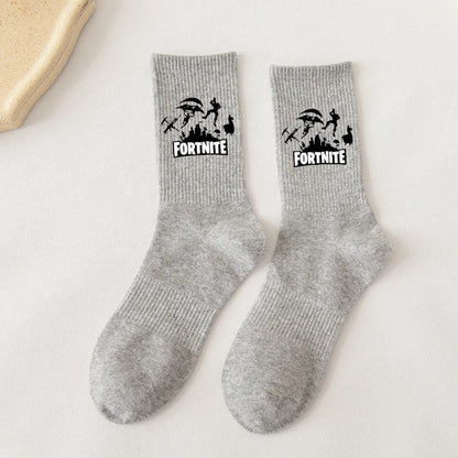 Fortnite Socks Cartoon Game Character Long Socks for Kids and Students in Spring and Autumn Solid Color Cotton Socks Birthday Gifts