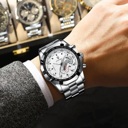 Montre homme de luxe POEDAGAR, étanche, lumineuse, date, sport, bracelet en acier inoxydable, mouvement à quartz.
