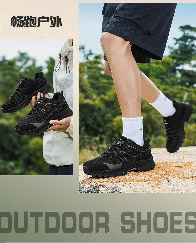 New Large Outdoor Mountaineering Shoes Men Spring and Autumn Mesh Breathable Sneakers Outdoor Travel Hiking Non-Slip Shoes