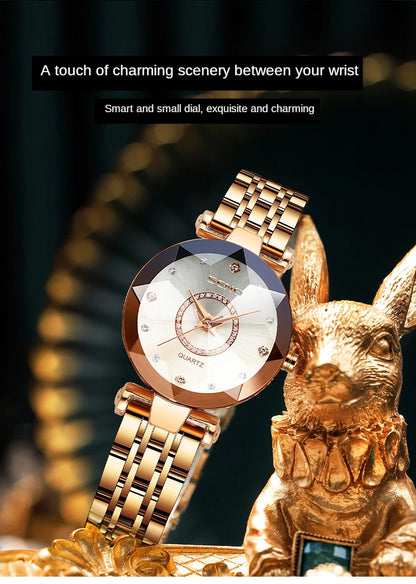 SENO Ocean Star Women Crystal Watch 2025 Top Brand Luxury Rose Gold Women Bracelet Watch For Ladies Wrist Watch Relogio Feminino