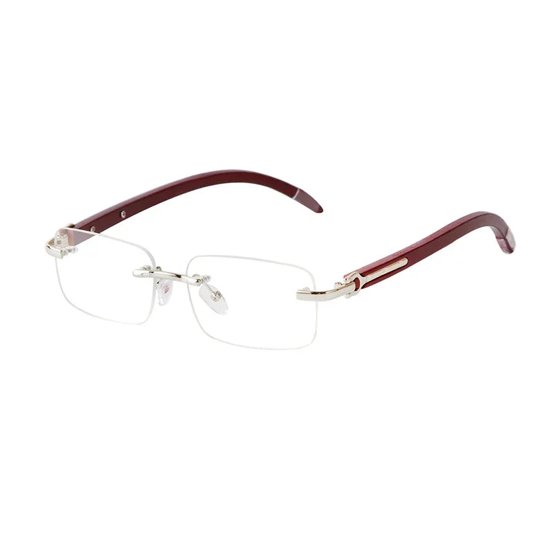Classic Stylish Rectangle Rimless Sunglasses Women Men Brand Design Luxury Vintage Sun Glasses Frameless Wood Leg Frame Eyewear