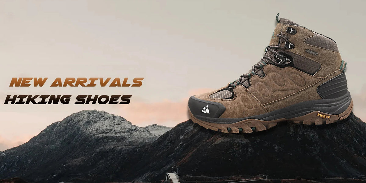 HIKEUP Scarponi da trekking da uomo alti, scarpe invernali da outdoor, con lacci, antiscivolo, sportive, casual, da trekking, in pelle scamosciata, calde