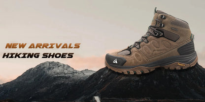 HIKEUP Scarponi da trekking da uomo alti, scarpe invernali da outdoor, con lacci, antiscivolo, sportive, casual, da trekking, in pelle scamosciata, calde