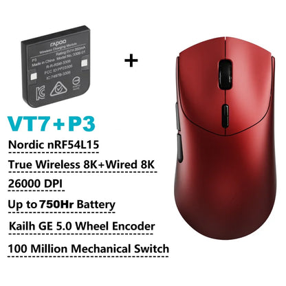 Rapoo GEN-2 VT7 Wireless Gaming Mouse 8K Wireless Polling Rate 53g Lightweight 100-Million Mechanical Switch Macro Enabled
