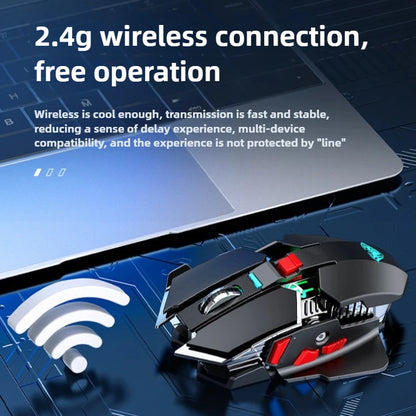 SC300 Wireless Mechanical Gaming Mouse Ergonomic RGB Backlit Rechargeable DPI Adjustable Silent Mice for Desktop Laptop Tablet