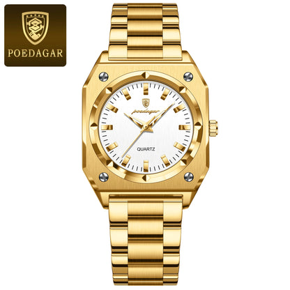 POEDAGAR Fashion Square Ladies Wristwatch Stainless Steel Waterproof Luminous Woman Watch Elegant Luxury Women's Quartz Watches