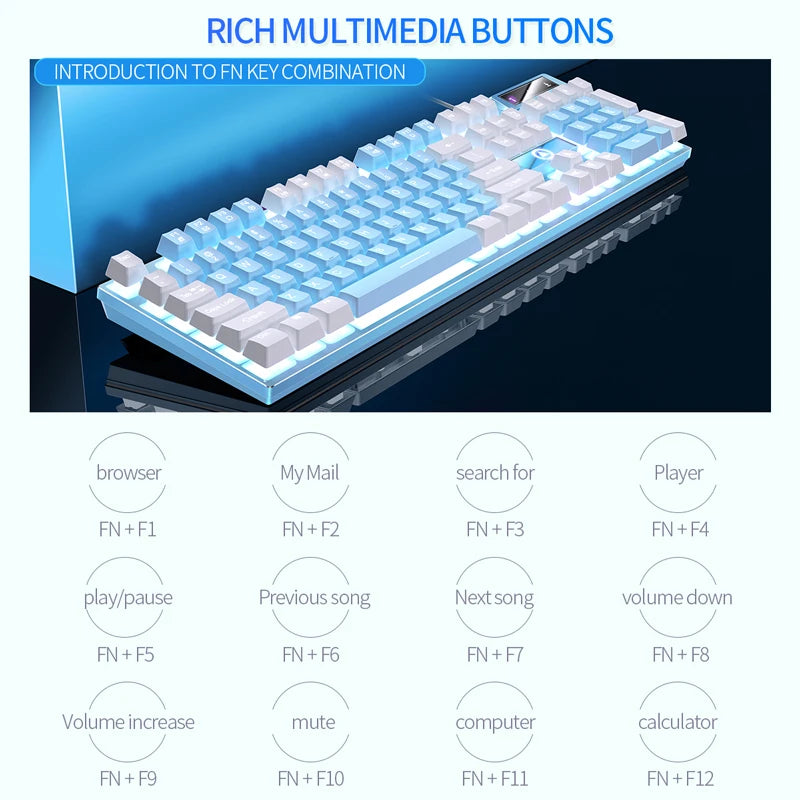 USB Wired Gaming Keyboard, 104 Keys Compatible with Windows Laptop/Computer/PC, Ergonomic Design, Office & Gaming Accessories