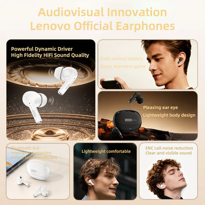  Lenovo LE257 TWS Wireless Bluetooth 6.0 Headphones HiFi Sound ENC Call Noise Reduction Earphone Gaming Sports Headset With Mic