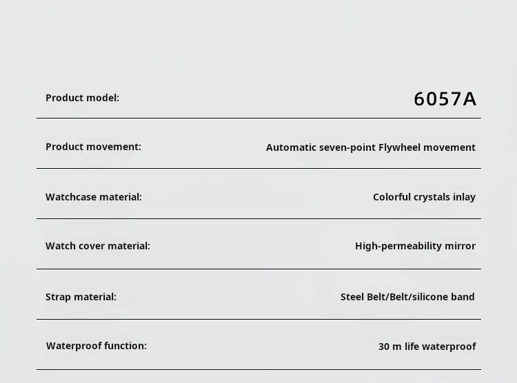 Rainbow Colored Gemstone Tourbillon Fashion Skeleton Watch Men Waterproof 30M Sports Watches Luxury Automatic Mechanical Clock