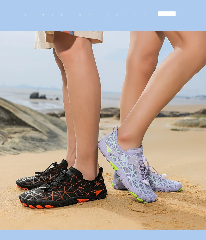 Sapatos para caminhar na água sem sapatos - Homem e Mulher - Sapatos de praia em malha de secagem rápida - Sapatos antiderrapantes para atividades ao ar livre - Sapatos unissexo para desportos aquáticos