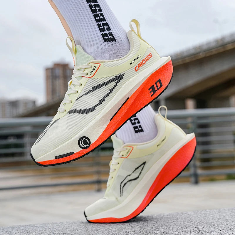 Buty do biegania z karbonową płytką do maratonu, męskie, sportowe, specjalistyczne, oddychające, lekkie, damskie, wygodne sneakersy sportowe outdoorowe