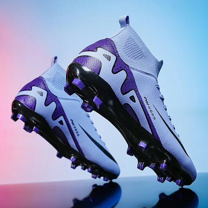 Men High Top Soccer Cleats Anti Slip Wear Resistant Firm Ground Breathable Comfortable Outdoor Grass Field Training Athletic