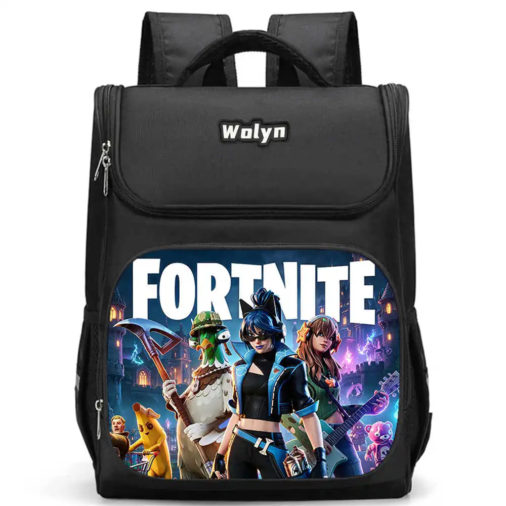 School Backpack With Multi Compartment ,Large Cartoon Fortnite School Bags For Boys & Girls,Durable Child Backpack For Aged 5-10