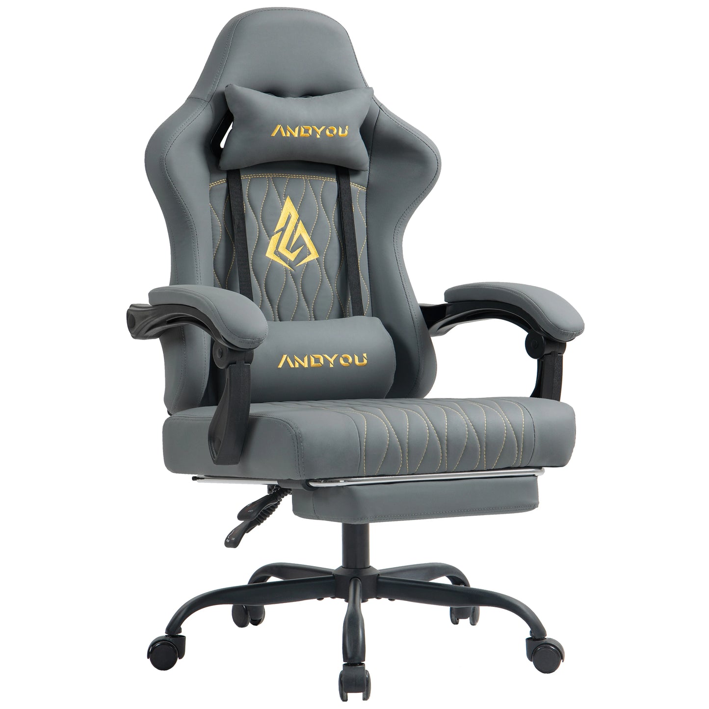 Andyou Ergonomic Gaming Chair - Swivel Reclining Gaming Chair, PU Leather Upholstery, Weight Capacity 150kg