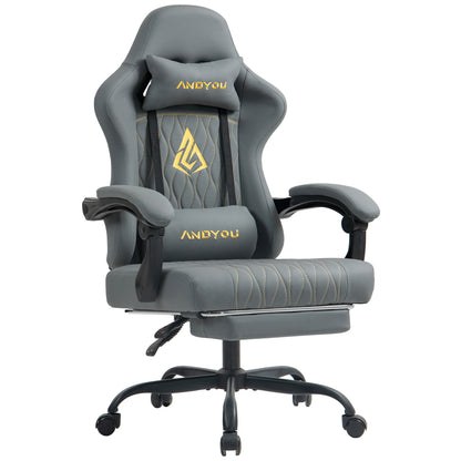 Andyou Ergonomic Gaming Chair - Swivel Reclining Gaming Chair, PU Leather Upholstery, Weight Capacity 150kg