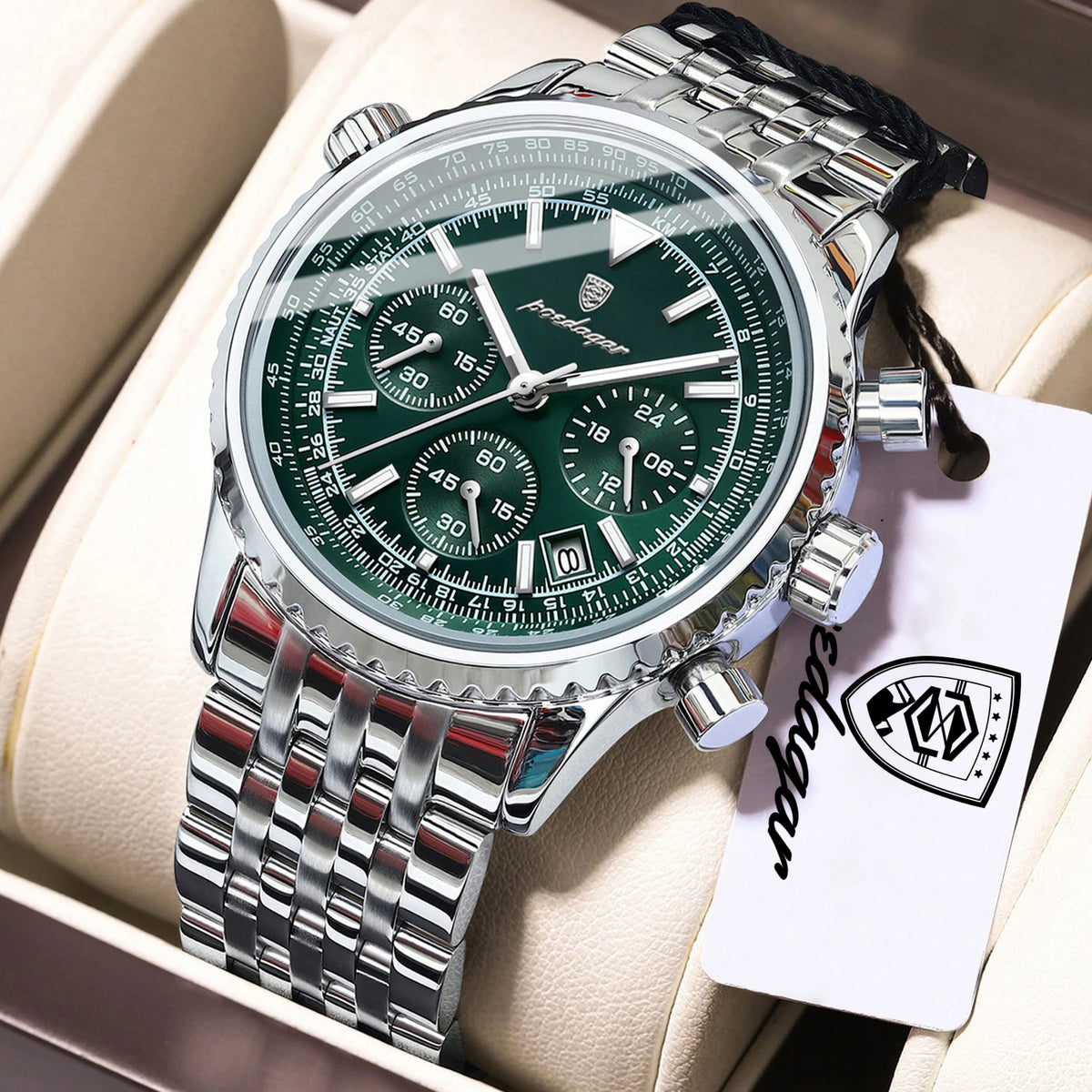 POEDAGAR: relojes de lujo para hombre. Cronógrafo con fecha, de acero inoxidable. Reloj deportivo para hombre, resistente al agua y con luminiscencia. Reloj de cuarzo de estilo militar para hombre.