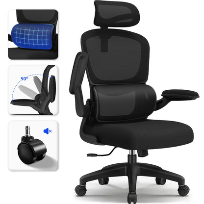 Daccormax office chair ergonomic,Desk chair,150kg capacity, adjustable headrest and armrests, Computer chair with lumbar support