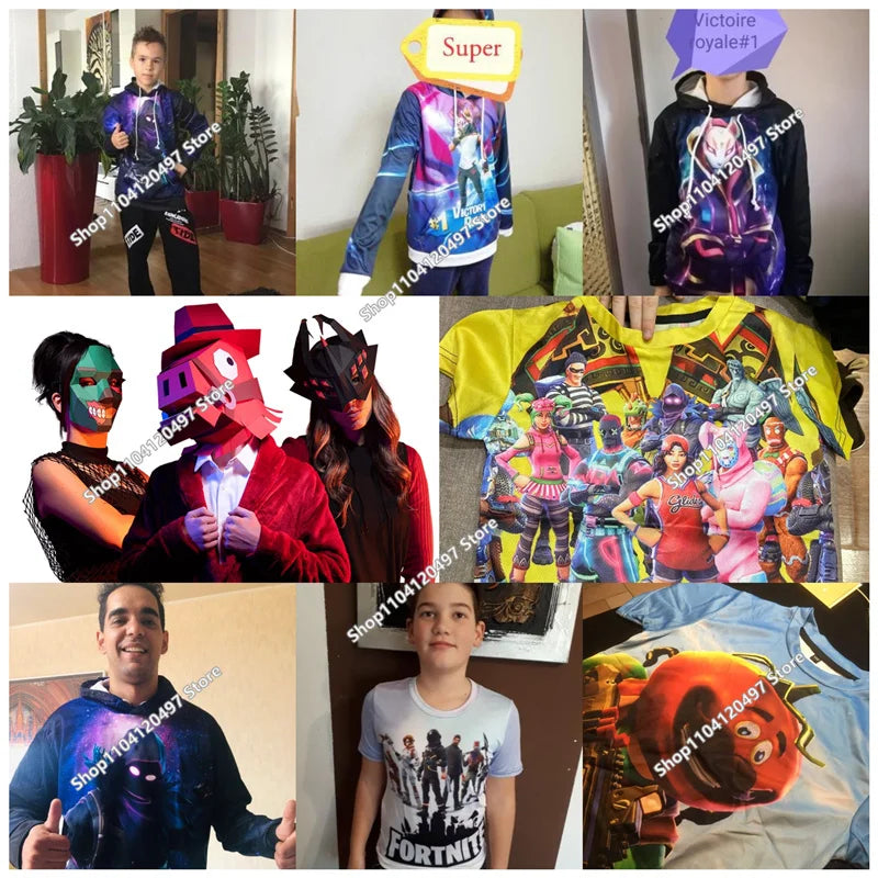 Children's Fortnite Hoodies Cartoon Casual Hooded Coat Autumn Men Soft Pocket Sweatshirts Male Loose Tops Long Sleeve Clothes