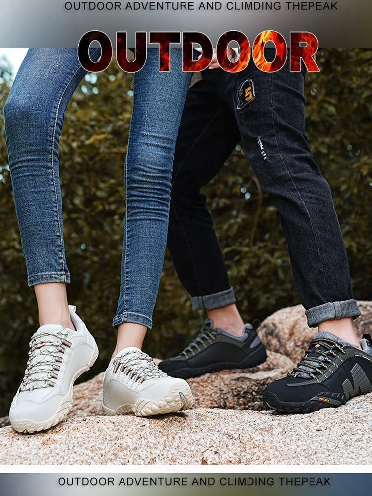 Mountaineering Shoes Men's Genuine Leather Outdoor Sports Anti Slip Mountaineering Hiking Shoes Breathable Tourism Shoes