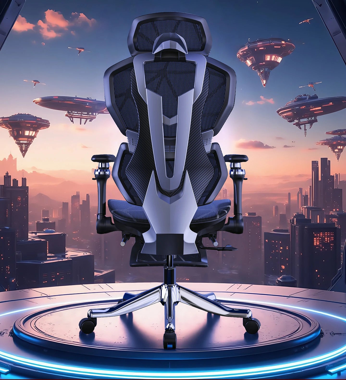 Ergonomic Gaming Chair with Wheels, Portable Office Chair, Adjustable Desk Chair with Armrests, Swivel Computer Chair for Work & Gaming