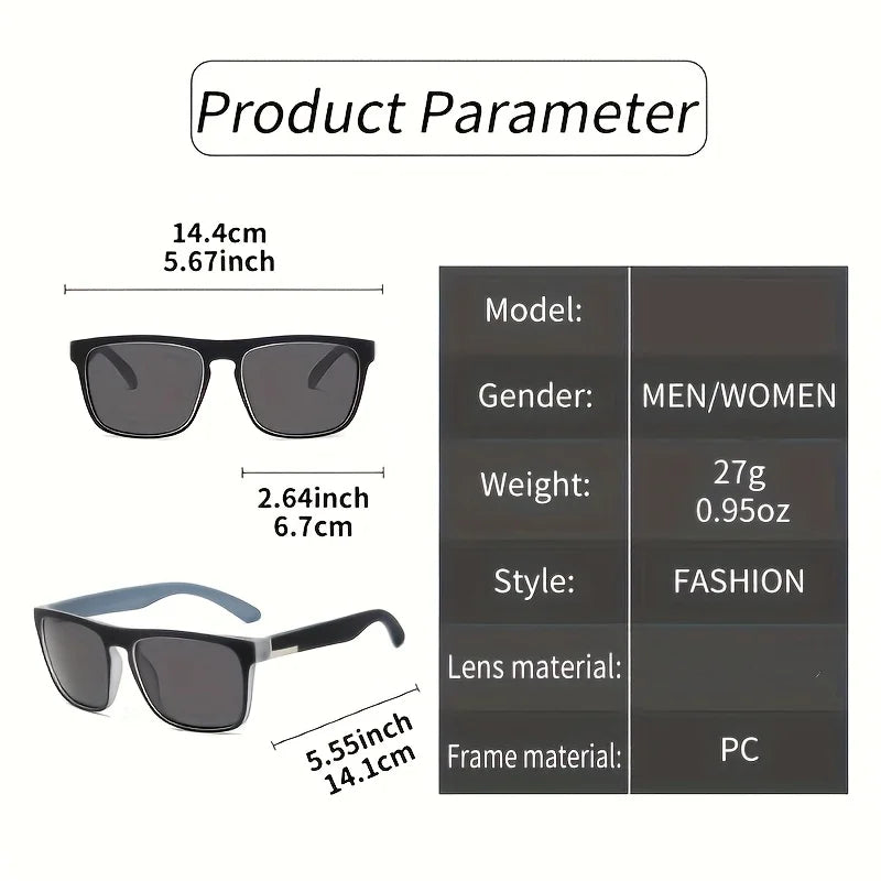 3Pcs Fantasy Gradient Mutipcolor Square Polarized Sunglasses AntiGlare UV400 Glasses Summer Party Driving Fishing Christmas Gift