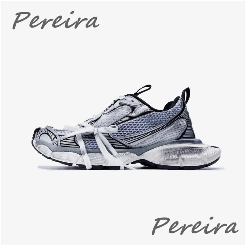 Pantofi sport pentru bărbați Street Style cu talpă groasă, culori mixte noi, cu șireturi, încălțăminte casual pentru cupluri, confortabilă și respirabilă, pentru alergare și mers pe jos