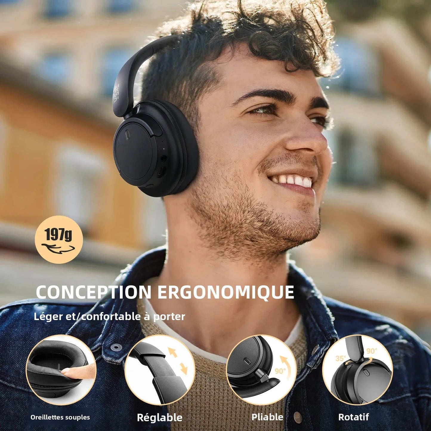 Oneodio EKSA V16 Wireless Headphones Bluetooth 5.3 Over Ear Headset With Mic Bass/Pop Mode Hi-Res HiFi Wired Headphones 90H APP